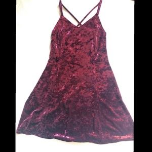 Strappy Crushed Red Velvet Dress